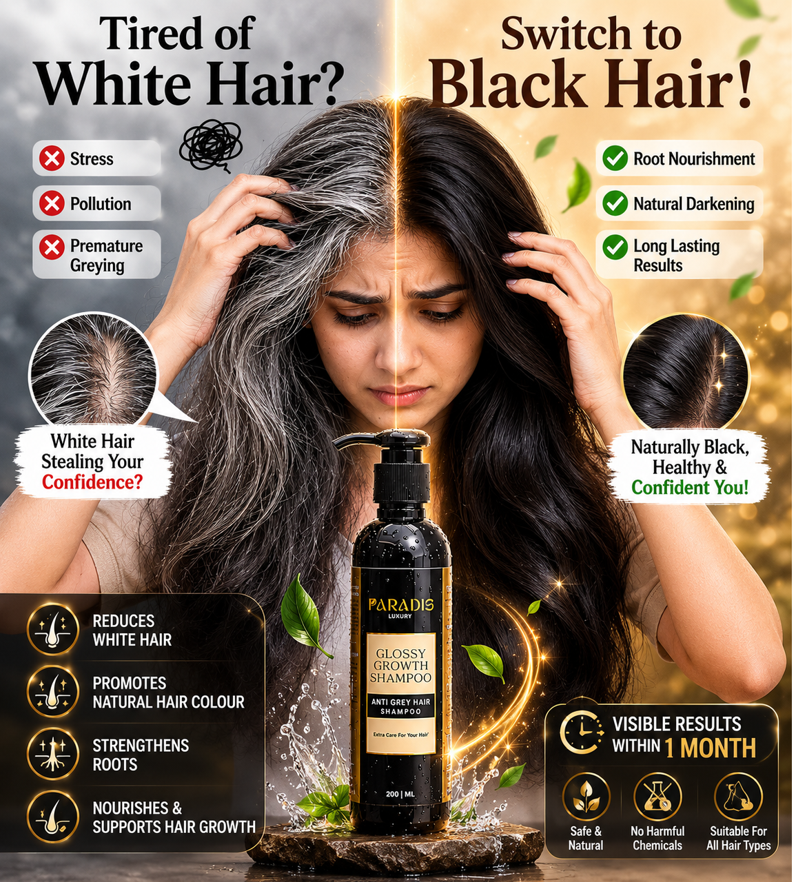 Anti Grey/ White Hair Shampoo (200 ml)